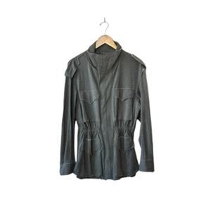 Norma Kamali Gray Full-Zip Cargo Hooded Sweat Jacket Women's Size Small